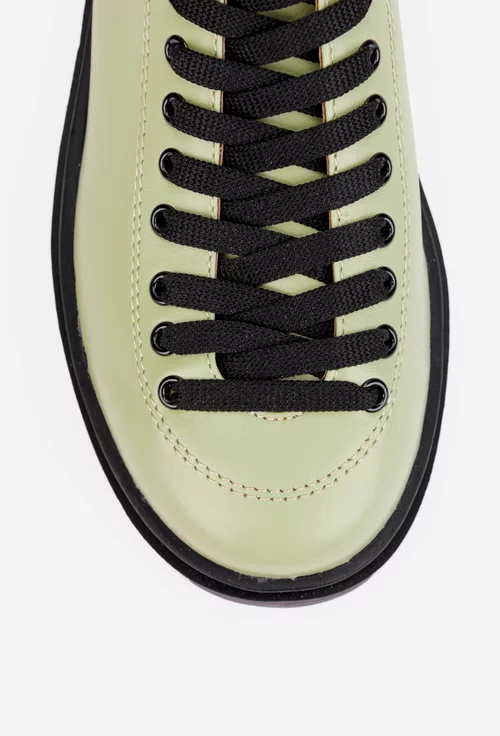 Pantofi dama din piele naturala verde deschis