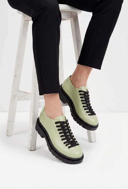Pantofi dama din piele naturala verde deschis