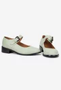 Pantofi dama din piele naturala verde deschis cu bareta