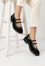 Pantofi dama din piele neagra cu barete