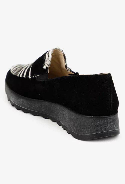 Pantofi dama din piele neagra cu detalii albe picture - 3