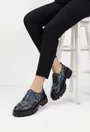 Pantofi dama din piele neagra cu detalii colorate