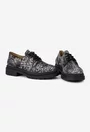 Pantofi dama din piele neagra cu imprimeu