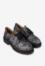 Pantofi dama din piele neagra cu imprimeu