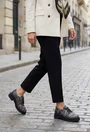 Pantofi dama din piele neagra cu imprimeu