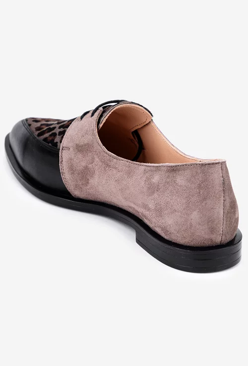 Pantofi dama din piele neagra cu insertii colorate deosebite