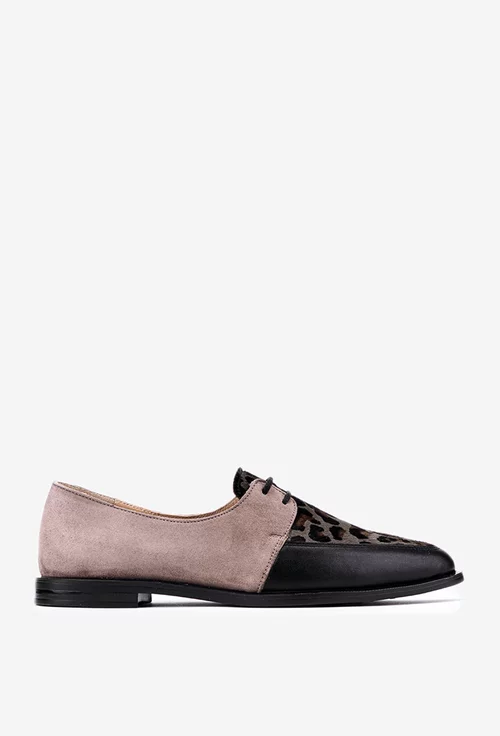 Pantofi dama din piele neagra cu insertii colorate deosebite