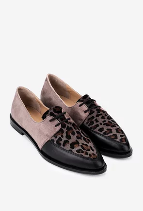 Pantofi dama din piele neagra cu insertii colorate deosebite