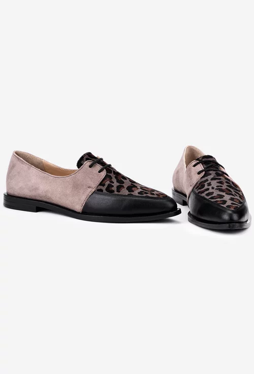 Pantofi dama din piele neagra cu insertii colorate deosebite