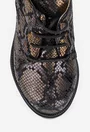 Pantofi dama din piele neagra cu model auriu