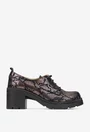 Pantofi dama din piele neagra cu model auriu