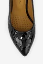 Pantofi dama din piele neagra cu model si toc deosebit