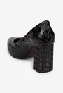 Pantofi dama din piele neagra cu model si toc deosebit