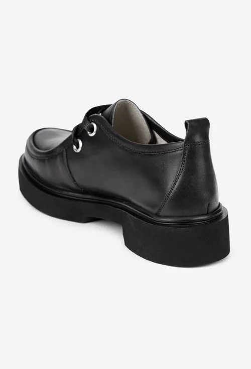 Pantofi dama din piele neagra cu siret