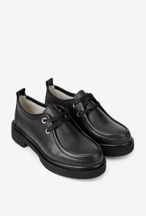 Pantofi dama din piele neagra cu siret