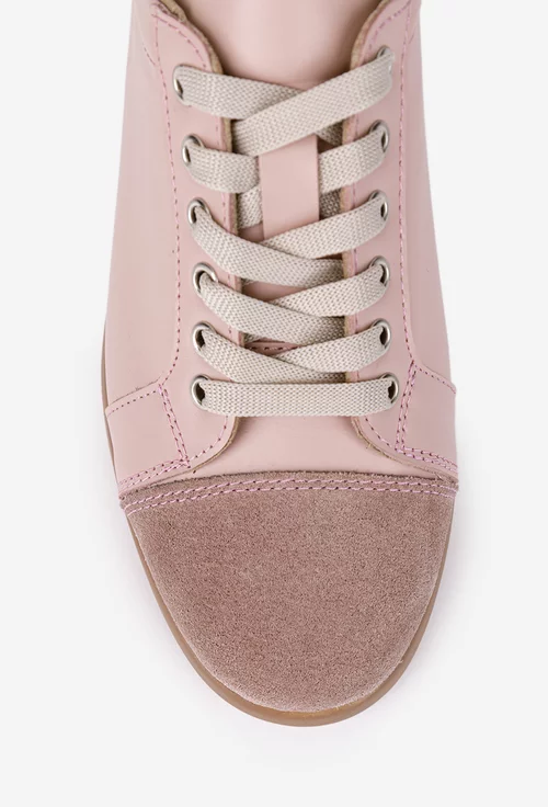 Pantofi dama din piele roz pudra