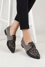 Pantofi dama din piele taupe cu neagru si imprimeu animal print