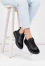 Pantofi dama din piele texturata neagra