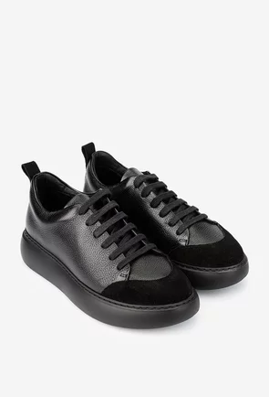 Pantofi dama din piele texturata neagra