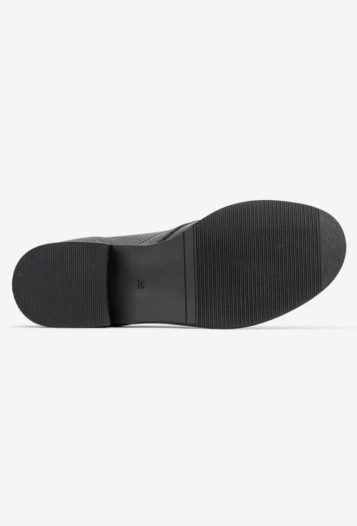 Pantofi dama din piele texturata neagra cu siret picture - 4