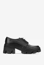 Pantofi dama din piele texturata neagra