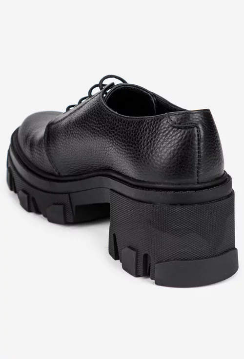 Pantofi dama din piele texturata neagra