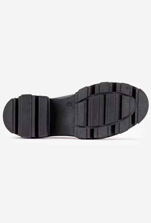 Pantofi dama din piele texturata neagra