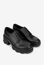 Pantofi dama din piele texturata neagra