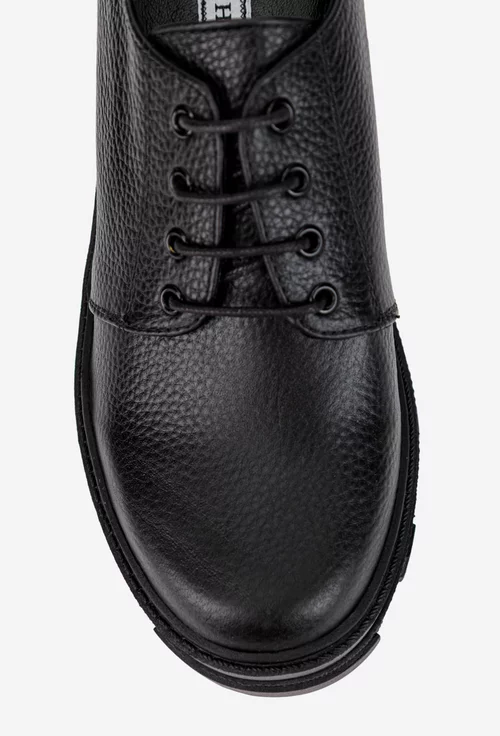 Pantofi dama din piele texturata neagra