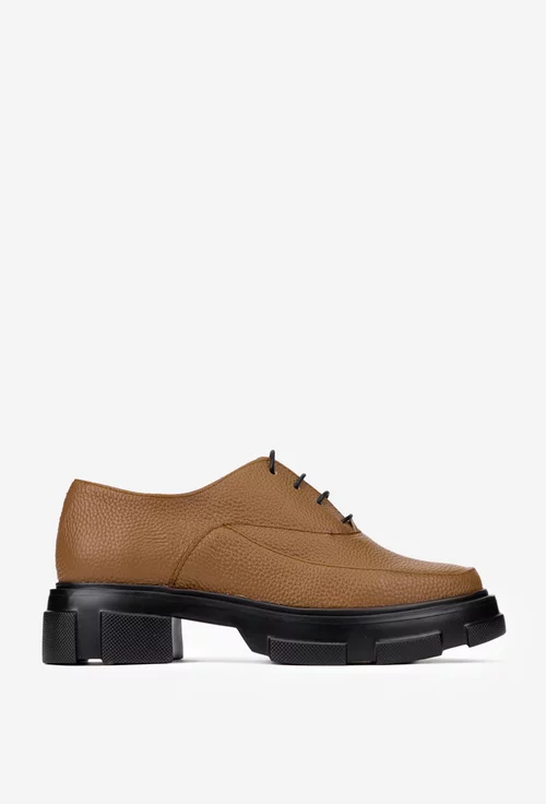 Pantofi dama din piele texturata taupe picture - 2