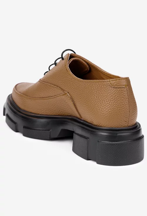Pantofi dama din piele texturata taupe picture - 3