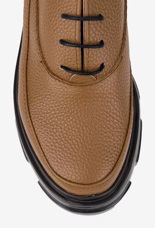 Pantofi dama din piele texturata taupe picture - 6
