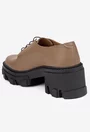 Pantofi dama din piele texturata taupe