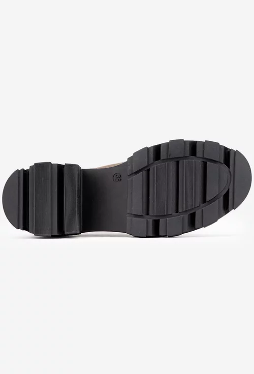 Pantofi dama din piele texturata taupe