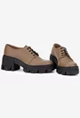 Pantofi dama din piele texturata taupe