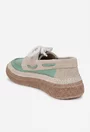 Pantofi dama din piele verde cu bej