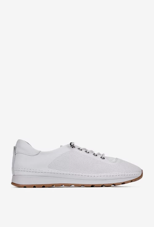 Pantofi dama ecru din piele cu siret elastic