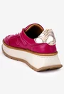 Pantofi dama fuchsia cu maro din piele naturala