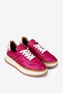 Pantofi dama fuchsia cu maro din piele naturala