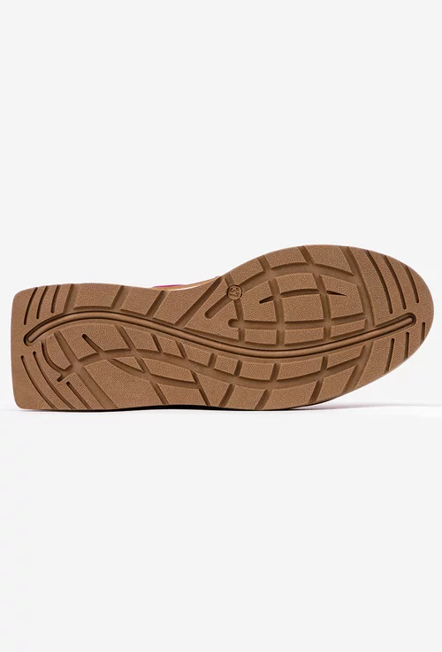 Pantofi dama fuchsia cu maro din piele naturala