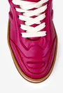 Pantofi dama fuchsia cu maro din piele naturala