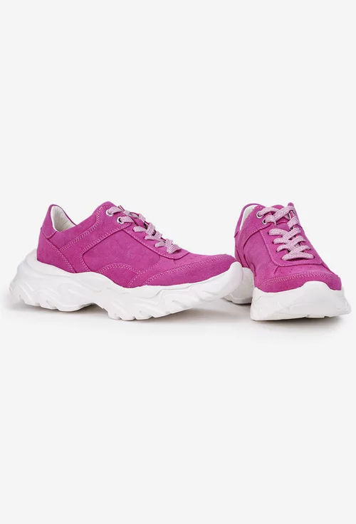 Pantofi dama fuchsia din piele intoarsa