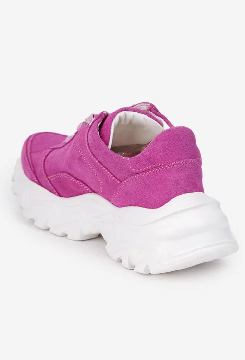 Pantofi dama fuchsia din piele intoarsa