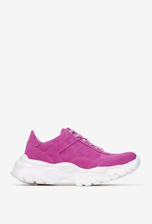 Pantofi dama fuchsia din piele intoarsa