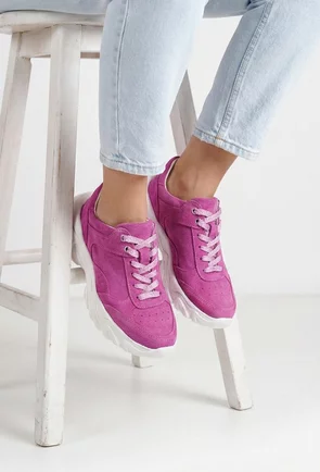Pantofi dama fuchsia din piele intoarsa