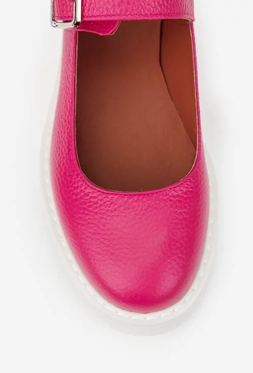 Pantofi dama fuchsia din piele texturata
