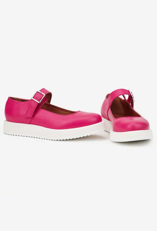 Pantofi dama fuchsia din piele texturata