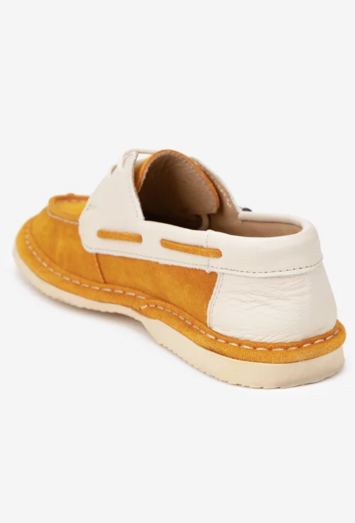 Pantofi dama galbeni cu bej din piele picture - 3