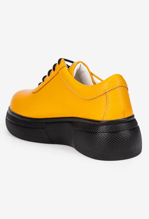 Pantofi dama galbeni din piele texturata