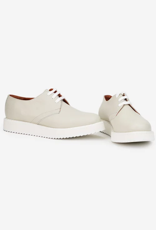 Pantofi dama gri deschis din piele naturala